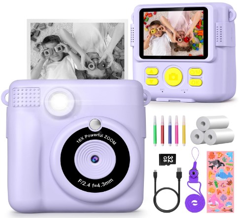 Gofunly Camara Fotos Infantil Instantanea, 2,4 Pulgada HD 1080P