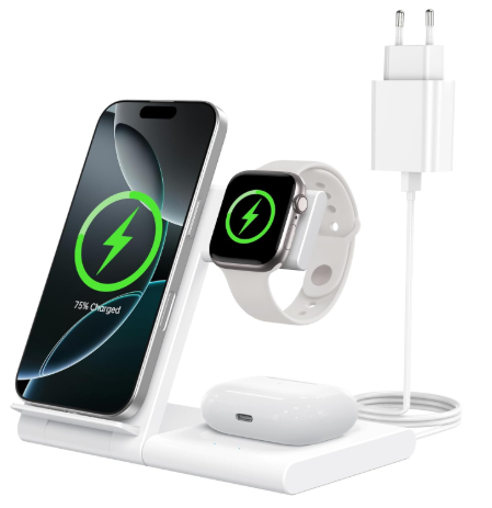 WATOE Cargador Inalámbrico 3 en 1, Wireless Charger Rápido Soporte De Carga Inalámbrico para iPhoneWATOE Cargador Inalámbrico 3 en 1, Wireless Charger Rápido Soporte De Carga Inalámbrico para iPhone