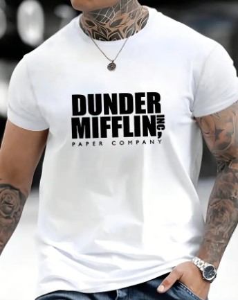 Camiseta Gráfica "Dunder Mifflin" para Hombres