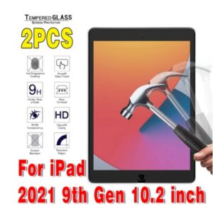 Protector de pantalla de vidrio templado para tableta, Protector de pantalla antiarañazos para IPad 9 10,2 de 2021 pulgadas, de 9. ª generación, 2 uds.