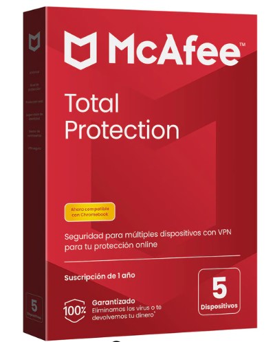 McAfee Total Protection, 5 dispositivos, 1 año de suscripción