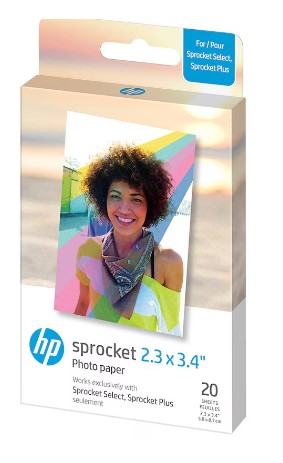 Papel fotográfico HP para impresora Sprocket Select Pack 20 hojas 2,3" x 3,4"