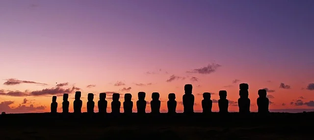 Una puesta de sol en la Isla de Pascua de Chile