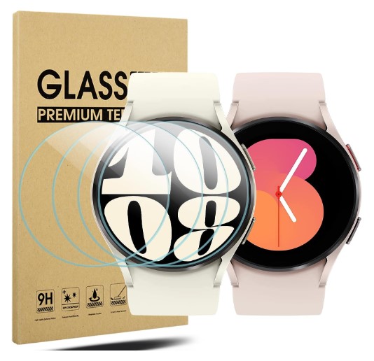 Diruite 4 Piezas Protector Pantalla para Samsung Galaxy Watch 6/5/4 40mm Cristal Templado