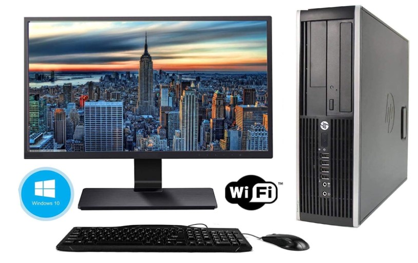 Hp Elite 8300 - Ordenador de sobremesa + Monitor 24'' (Intel Core i5-3470, 8GB de RAM, Disco de 240 SSD+ 500GB HDD, Lector DVD, WiFi,Windows 10 Pro 64) (Reacondicionado)