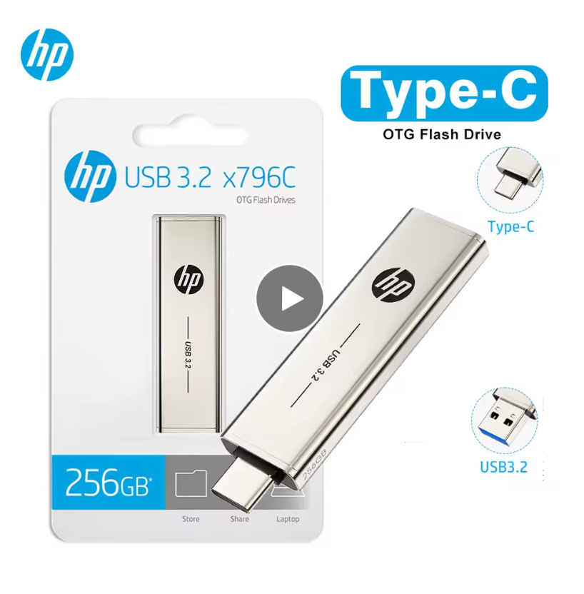 Unidad Flash HP 2 en 1 tipo C USB 256G 128G 64G Metal USB Pendrive personalidad alta velocidad empuje y tracción U disco para teléfono y PC