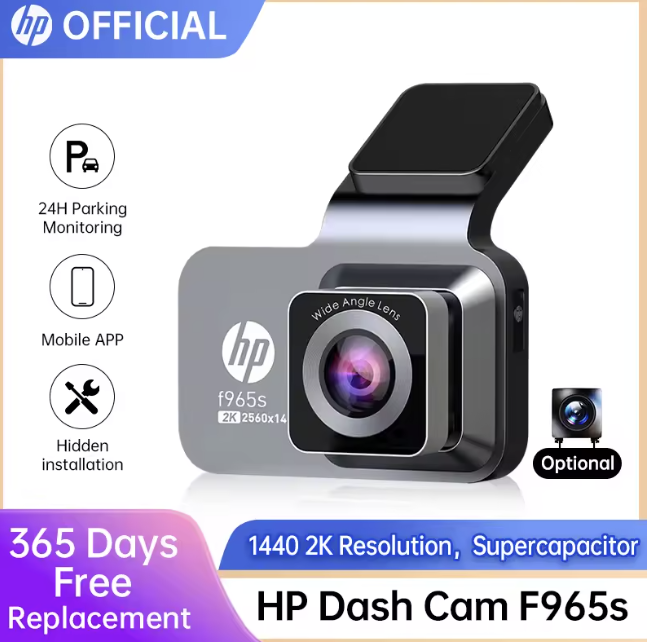 Cámara de coche HP F965 2K 1440P cámara de salpicadero HD visión nocturna bucle vídeo monitoreo de estacionamiento salpicadero de coche WiFi cámara de vídeo automática