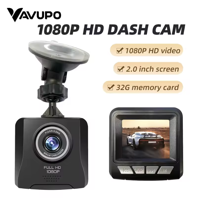 VAVUPO-cámara para coche Full HD 1080P, grabadora DVR para coche, cámara de salpicadero, grabación en bucle, caja negra, visión nocturna IR, accesorios para coche