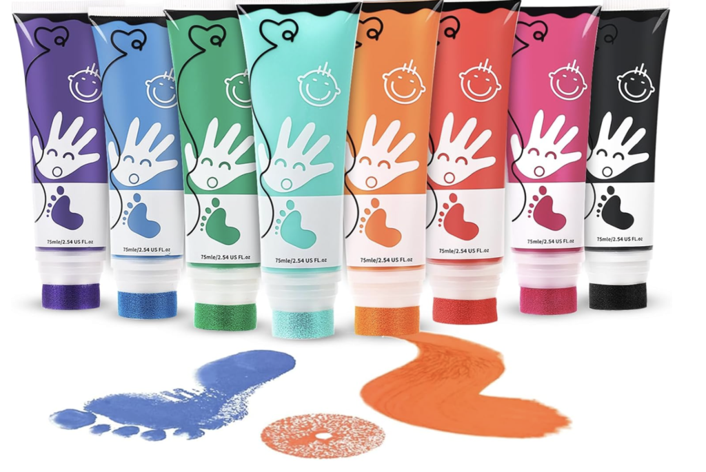 Pintura de Dedos para Niños Con Cabeza de Esponja 8 Colores No Tóxico y Lavable 75 ml/Tubo