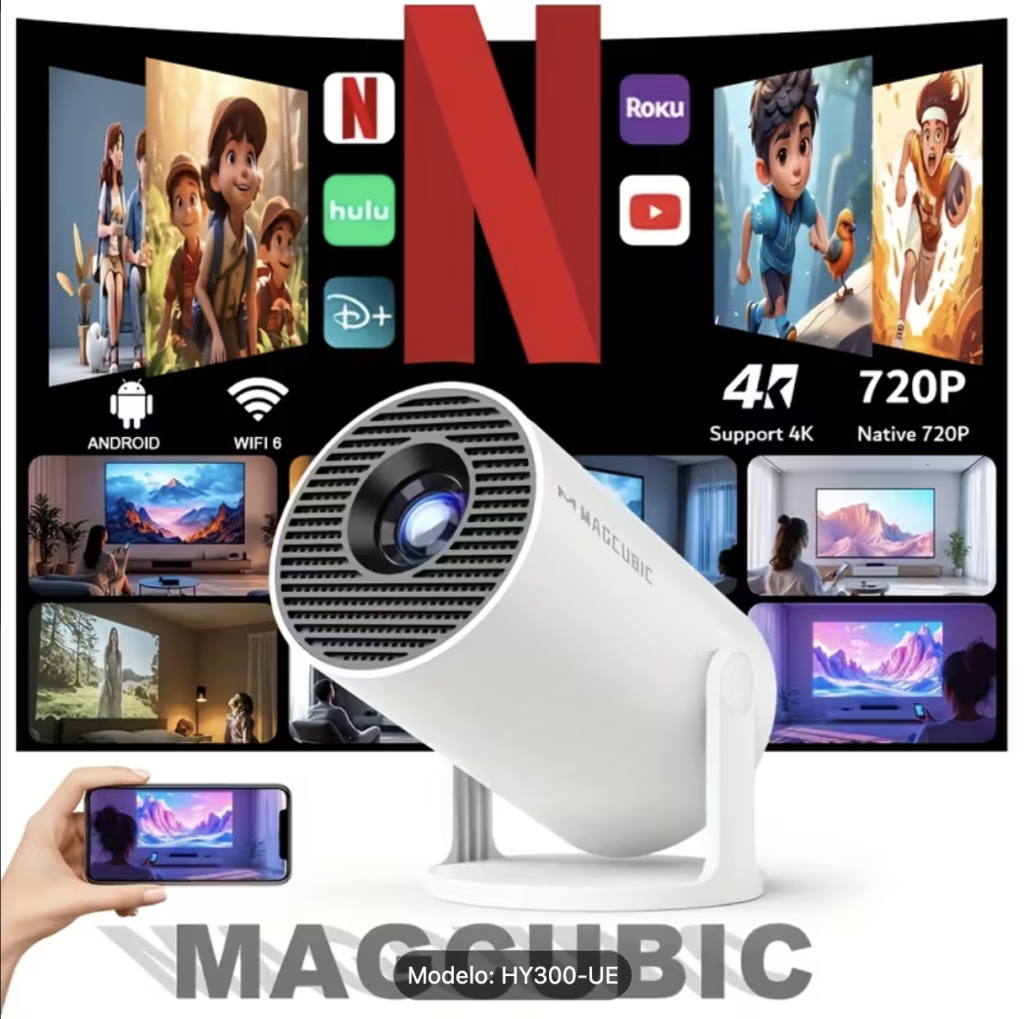 Proyector Magcubic HY300 Pro Wifi6 con Resolución Local de 1280*720P, Compatible con 4K