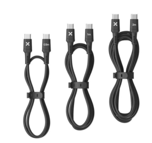 Pack de 3 cables USB-C a USB-C WeFix 60W 50cm, 1m, 2m Negro